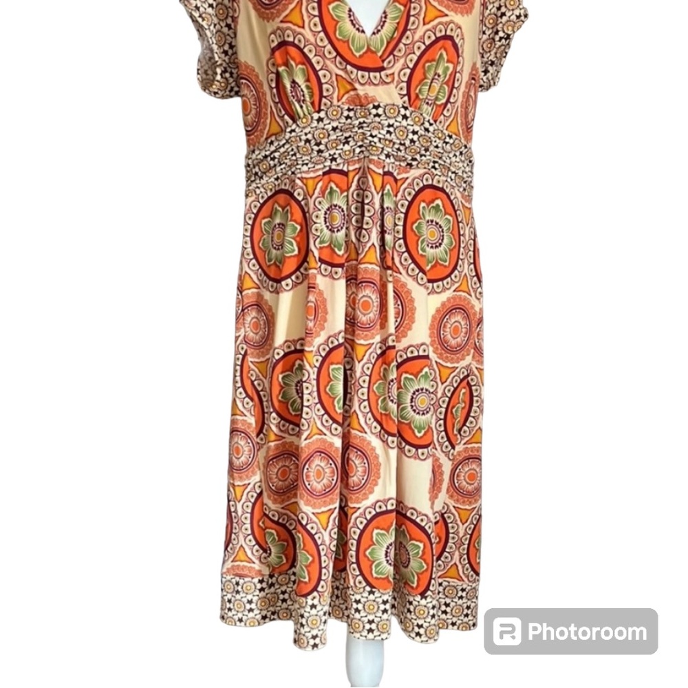 Dressbarn Orange Boho Paisley Print Dress Size 12 - Picture 5 of 14